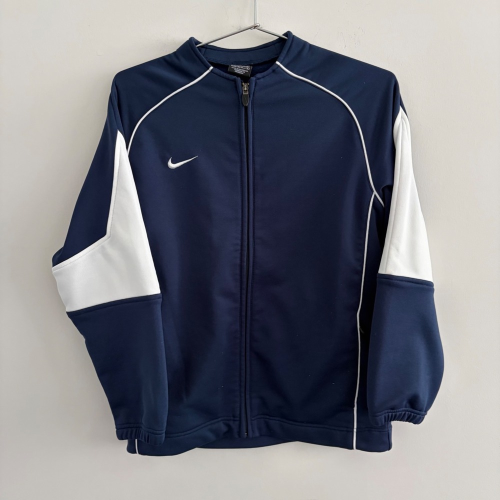 Nike Team Navy Blue White Full Zip Track Jacket Youth Large 14-16